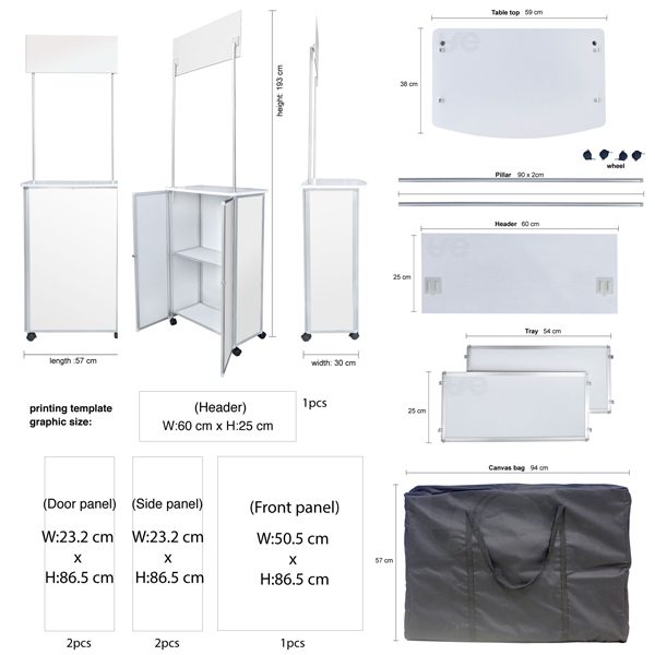 Aluminium Sampling Slim Booth Size